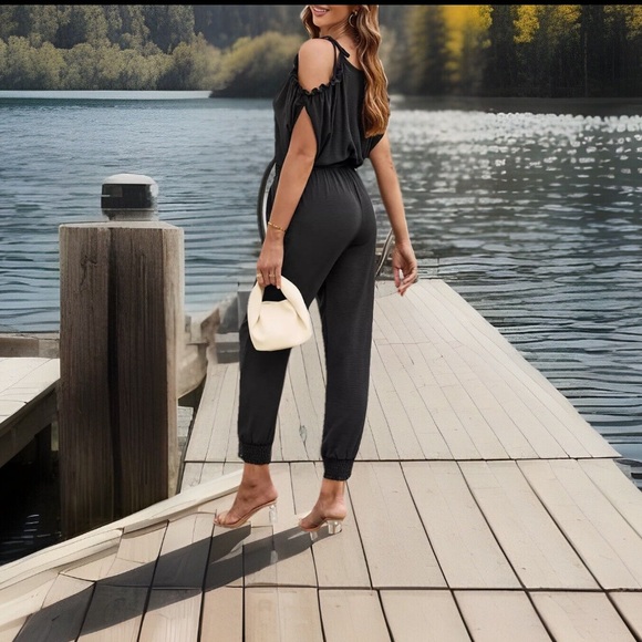 Sexy Elegant Jumpsuit 4 Womens Dressy 1Pc Romper Cold Shoulder Slit Sleek Suit - Picture 12 of 16